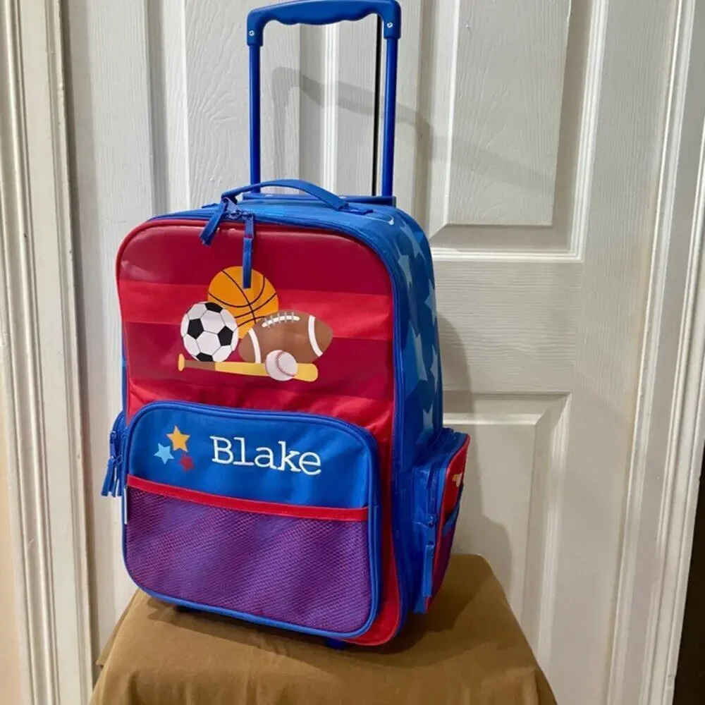 ROLLING SUITCASE BACKPACK 18’ RED BLUE Blake name Embroidered back to the school